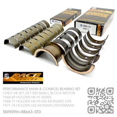 Acl Race Main And Conrod Bearings Set Standard Size [chev V8 307 327 350