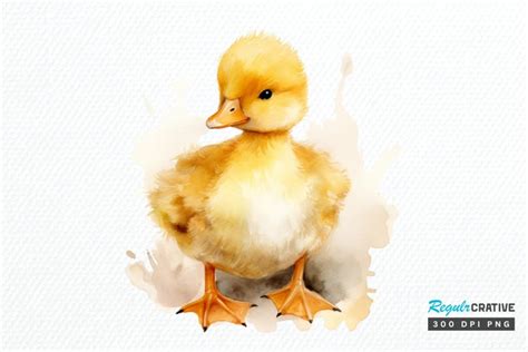 Cute Baby Duck Watercolor PNG Clipart