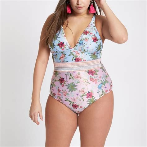 River Island Floral Scallop Plunge Swimsuit Best Swimwear From River