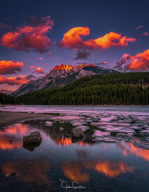 Two Jack Lake Sunset Photograph By John Sinclair Pixels