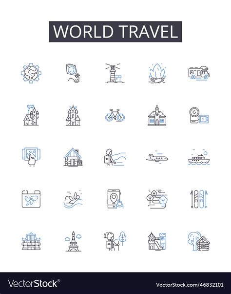 World Travel Line Icons Collection Global Journey Vector Image