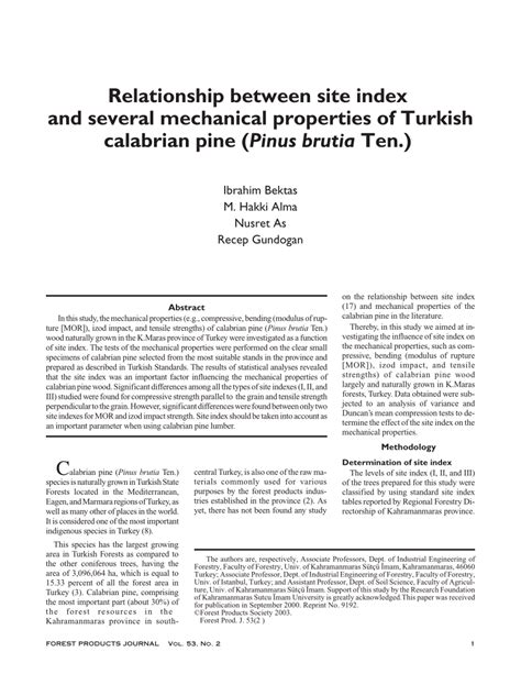 Pdf Relationship Between Site Index And Several Mechanical Properties