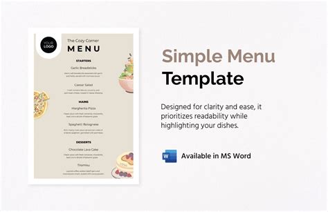 Simple Menu Template In Word Download