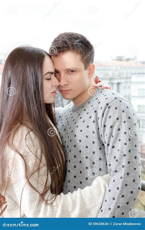 Couple In Passion Hugging Nose To Nose Stock Photo Image Of Enjoyment