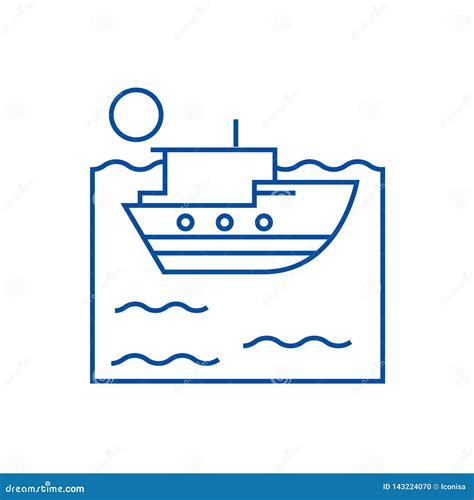 Sea Ship Line Icon Concept Sea Ship Flat Vector Symbol Sign Outline