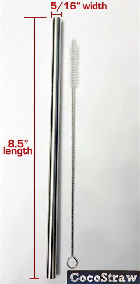 8 Stainless Steel Wide Smoothie Straws Cocostraw Large Straight