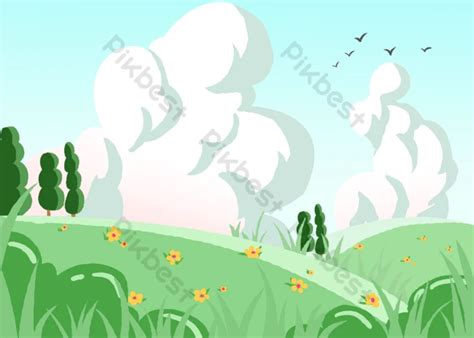 Grass And Sky Background Nature Cartoon | PSD Free Download - Pikbest