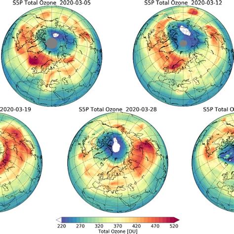 Total Ozone Column Over The Northern Hemisphere On 5 12 19 And 28