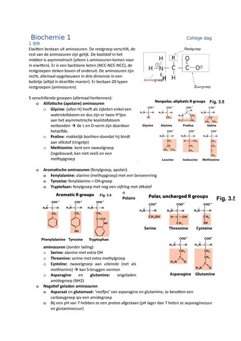 Biochemie Aantekeningen Biochemie College Dag Eiwitten