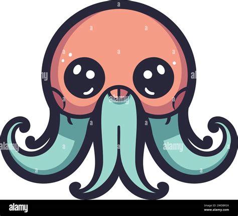 Cute Cartoon Octopus Vector Illustration Isolated On White Background