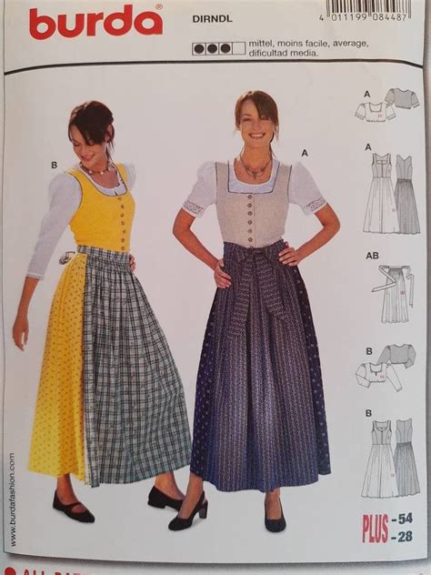 Apron Sizes Dirndl Paper Pattern Woman Dress Traditional Costume