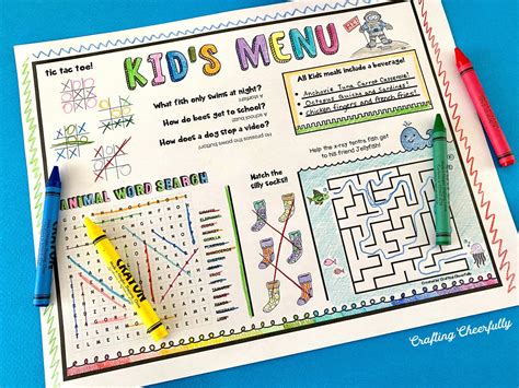 Fun Printable Kids' Menus - Crafting Cheerfully