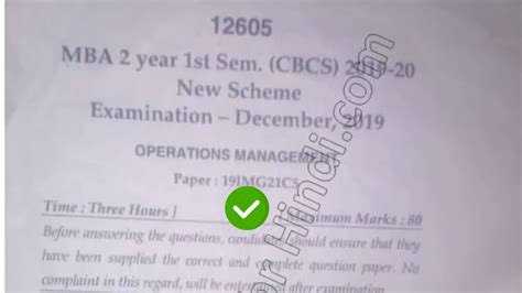 2019 Mdu Mba 1st Sem Operations Management Question Paper Youtube