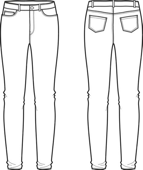 Premium Vector Womens Jeans Front And Back Fashion Cad Vector