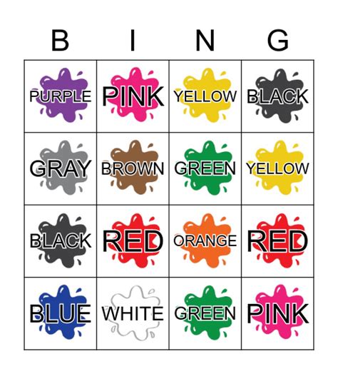 COLORS Bingo Card