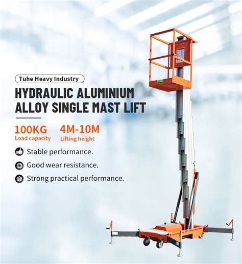 Single Person Hydraulic Lifts Push Around Single Mast Aluminum Alloy