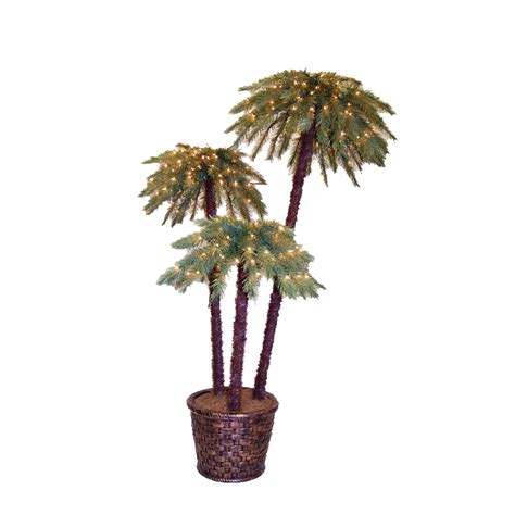 Shop Ft Indoor Outdoor Palm Pre Lit Artificial Christmas Tree With