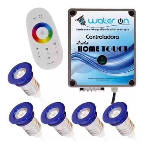 Kit Iluminação Piscina 5 Refletores 12w Led Comando Touch