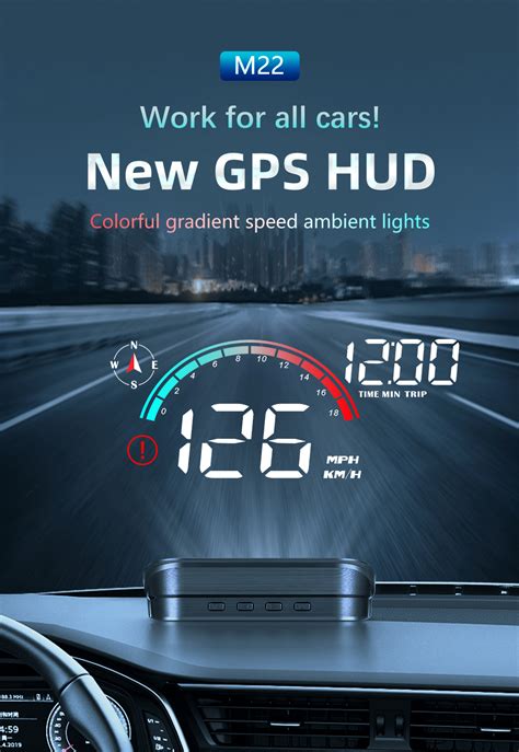 M22 Car Head Up Display Speed RPM MPH HUD GPS Speedometer Projector