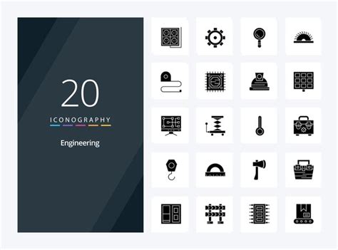 Premium Vector 20 Engineering Solid Glyph Icon For Presentation