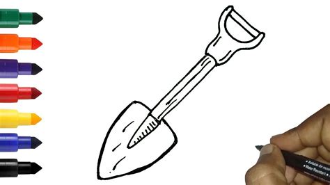 How to draw Shovel Easy | Gardening Tools drawing for kids, Toddlers - YouTube