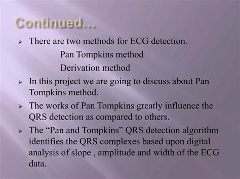 Complete Pan Tompkins Implementation Of Ecg Qrs Detector Ppt