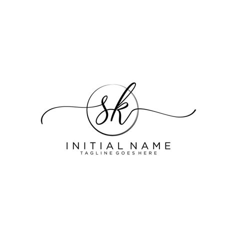 Initial Sk Feminine Logo Collections Template Handwriting Logo Of