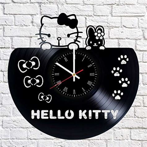 A Unique Handmade Hello Kitty Vinyl Record Wall Clock - Viral Gads