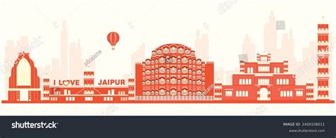 Vector Illustration Jaipur Skyline Panorama Editable Stock Vector