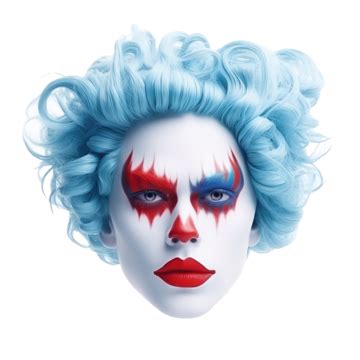 Clown Face Blue Hair Outline, Clown, Face, Halloween PNG Transparent ...