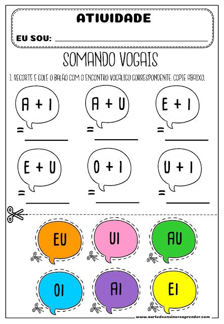 ATIVIDADE PRONTA ENCONTROS VOCÁLICOS A Arte de Ensinar e Aprender