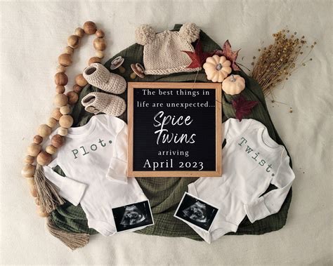 Twin Pregnancy Fall Announcement Fall Pregnancy Autumn Plot Twist Twin