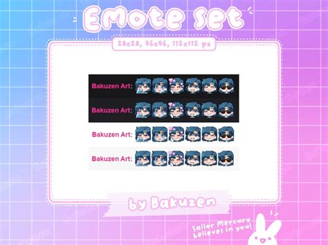 6 Sailor Mercury Emotes For Twitch Discord Cute Sailor Moon Emote Pack