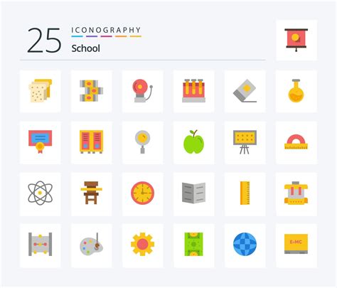 pacote de ícones de cores planas da escola 25 incluindo labe