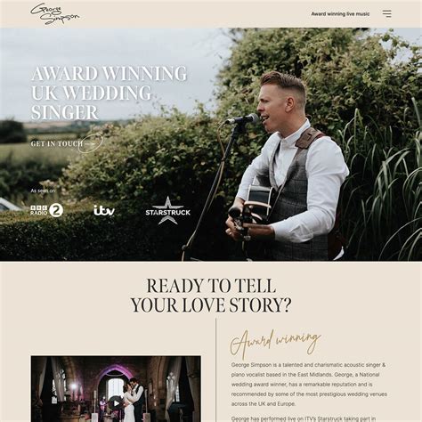 George Simpson Award Winning Wedding Singer Website Design