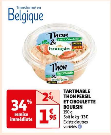 Promo Tartinable Thon Persil Et Ciboulette Boursin Chez Auchan