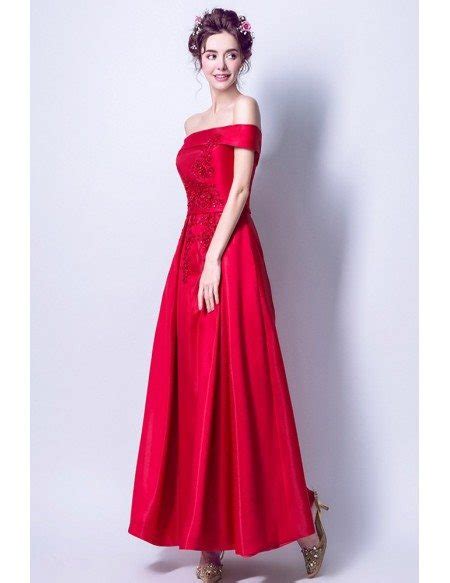 Beautiful Red Lace Beading Prom Dress With Off Shoulder Strap Wholesale