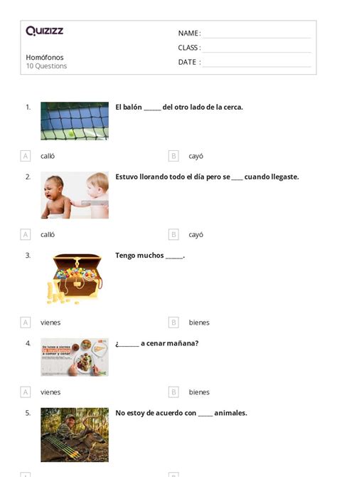Hom Fonos Y Hom Grafos Hojas De Trabajo Para Grado En Quizizz