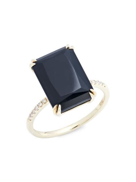 Effy K Yellow Gold Onyx Pav Diamond Ring