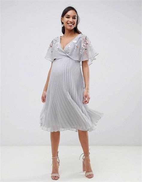 Maternity Midi Dress Stylish Maternity Maternity Fashion Pleated