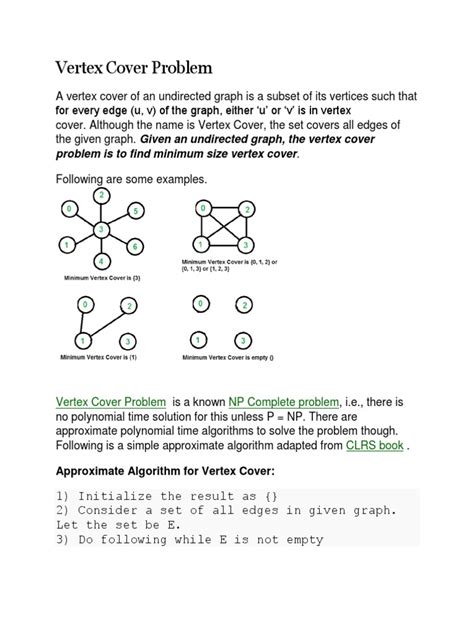 Vertex Cover Problem | PDF | Vertex (Graph Theory) | Theory Of Computation