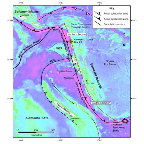 Map Of The Southeastern Solomon Islands And The Vanuatu Arc Showing