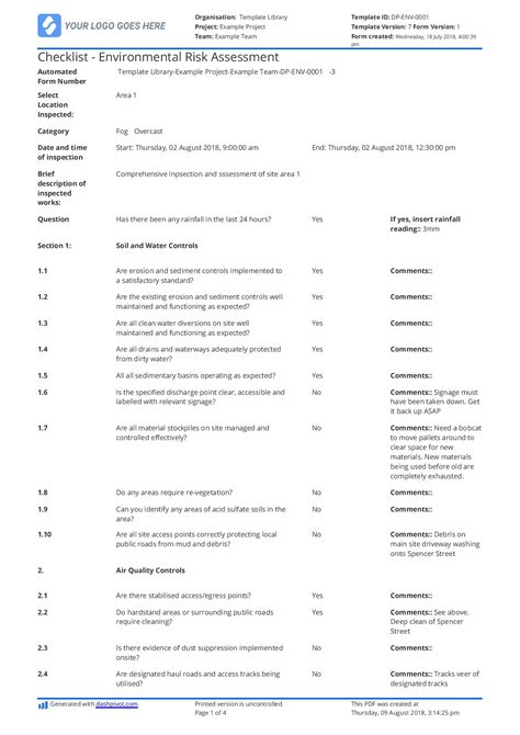 Environmental Risk Assessment Template Better Than Excel And PPT