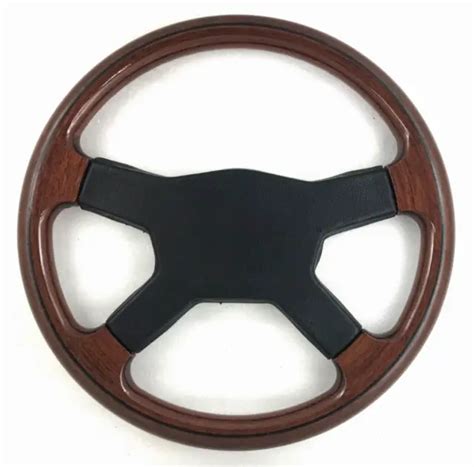 GENUINE RAID WOODEN Rim Black Leather 360mm 4 Spoke Steering Wheel