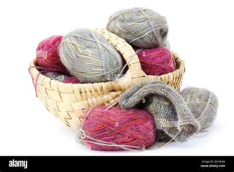 Woollen thread and knitting needle Stock Photo - Alamy