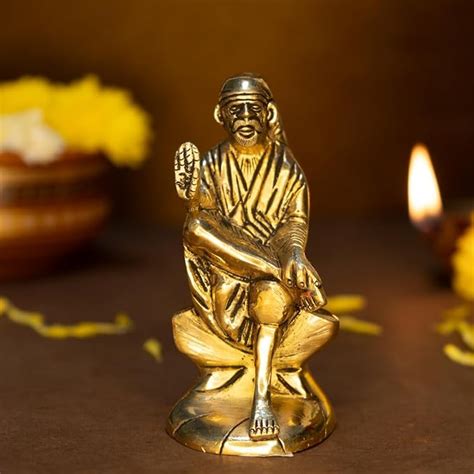 Buy Ekhasa 100 Pure Brass Sai Baba Statue For Home Size 12 8 Cm