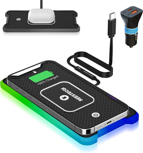 Reestecqi Cargador Inal Mbrico Para Coche Cargador Inal Mbrico Rgb