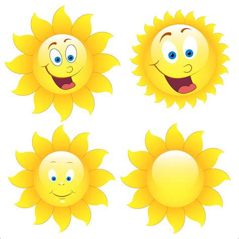 Set Of Funny Sun Emojis Vector Image On Vectorstock Artofit