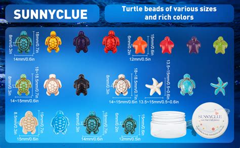 Amazon SUNNYCLUE 1 Box 95Pcs Turquoise Turtle Beads Charms Blue