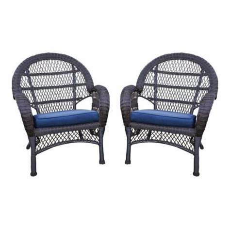 Jeco Wicker Chair In Espresso With Blue Cushion Set Of 4 1 Kroger